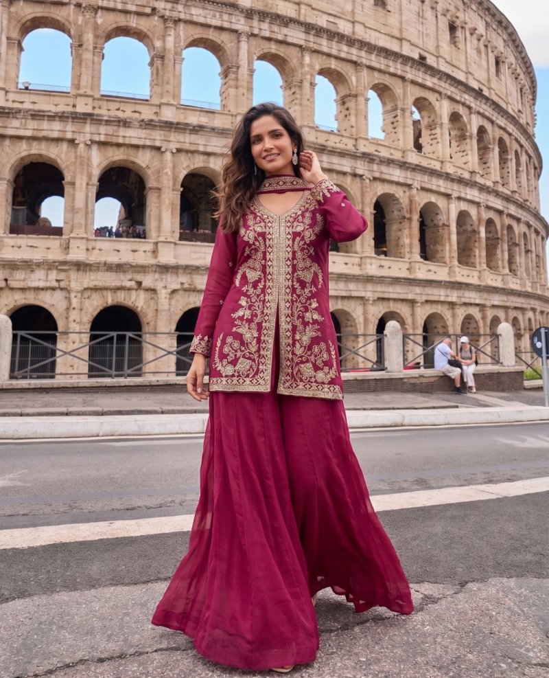 Kb 3327 & 3328 Pure Crunchy Silk Sharara Collections